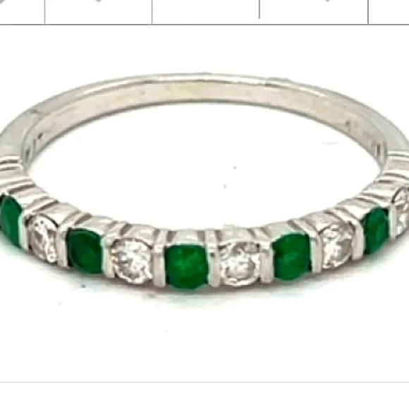 Tiffany & Co. Platinum Emerald & Diamond Ring - Picture 7 of 9